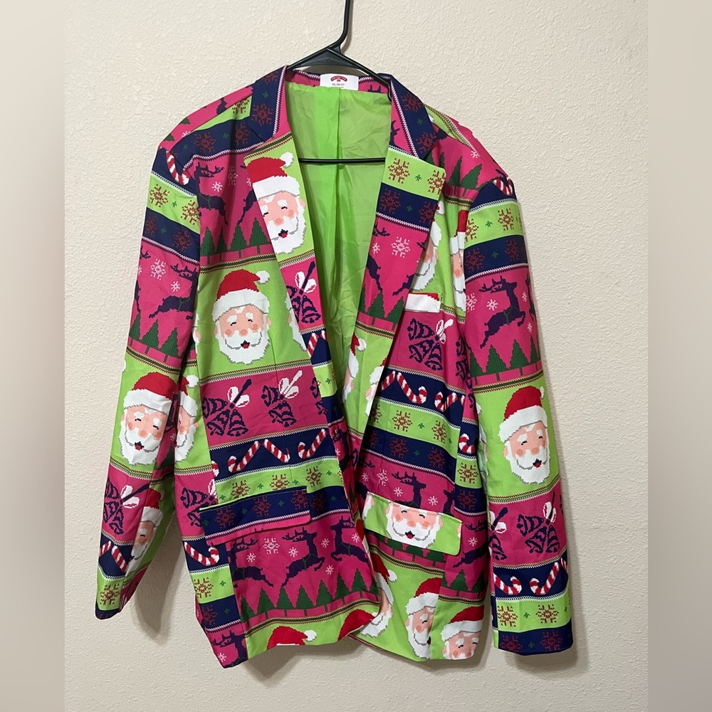 Holiday Time Christmas Santa Blazer XXL (50-52) Pre-Owned with Tie